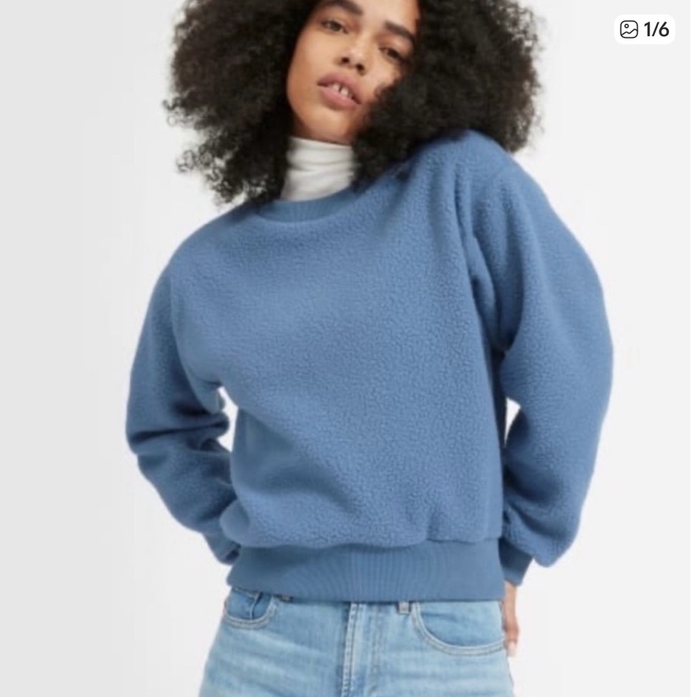 Everlane Renew Sweatshirt Soft Trendy Hip French Blue Chic Womens Small